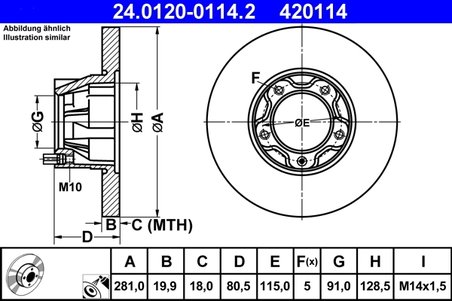 DISC FRANA ATE 24.0120-0114.2 - Compatibil cu VW