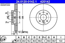 DISC FRANA ATE 24.0120-0142.1 - Compatibil cu ALFA ROMEO, FIAT, LANCIA