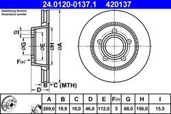 DISC FRANA ATE 24.0120-0137.1 - Compatibil cu AUDI
