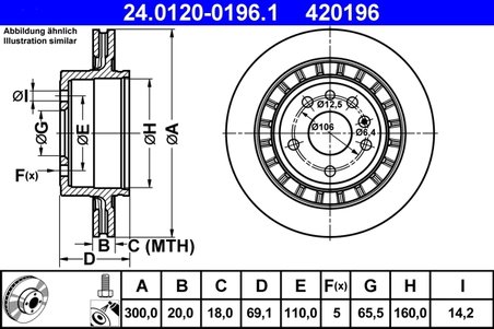 DISC FRANA ATE 24.0120-0196.1 - Compatibil cu SAAB