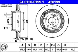 DISC FRANA ATE 24.0120-0199.1 - Compatibil cu MERCEDES-BENZ