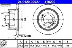 DISC FRANA ATE 24.0120-0202.1 - Compatibil cu KIA