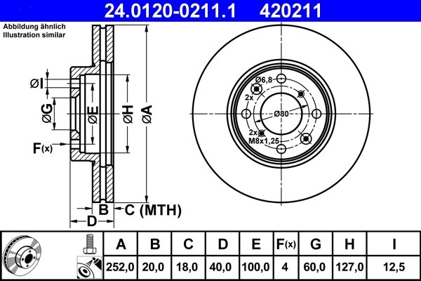 DISC FRANA ATE 24.0120-0211.1 - Compatibil cu OPEL, SUZUKI, VAUXHALL