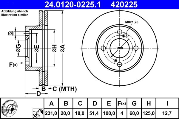 DISC FRANA ATE 24.0120-0225.1 - Compatibil cu NISSAN, SUZUKI