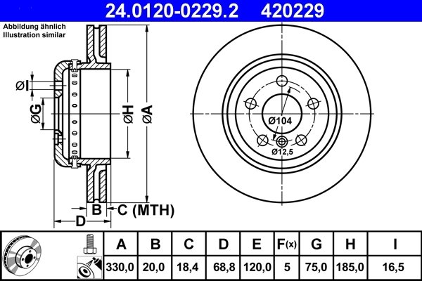 DISC FRANA ATE 24.0120-0229.2 - Compatibil cu BMW