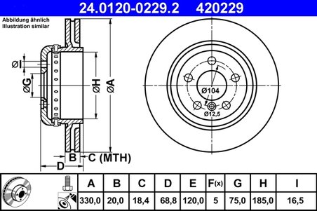 DISC FRANA ATE 24.0120-0229.2 - Compatibil cu BMW