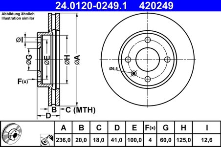 DISC FRANA ATE 24.0120-0249.1 - Compatibil cu OPEL, VAUXHALL