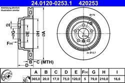 DISC FRANA ATE 24.0120-0253.1 - Compatibil cu LAND ROVER