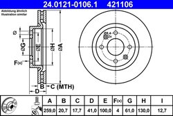 DISC FRANA ATE 24.0121-0106.1 - Compatibil cu DACIA, NISSAN, RENAULT