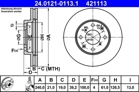 DISC FRANA ATE 24.0121-0113.1 - Compatibil cu HONDA