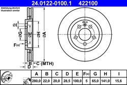 DISC FRANA ATE 24.0122-0100.1 - Compatibil cu SEAT, VW