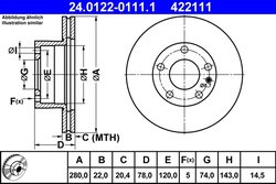 DISC FRANA ATE 24.0122-0111.1 - Compatibil cu BMW