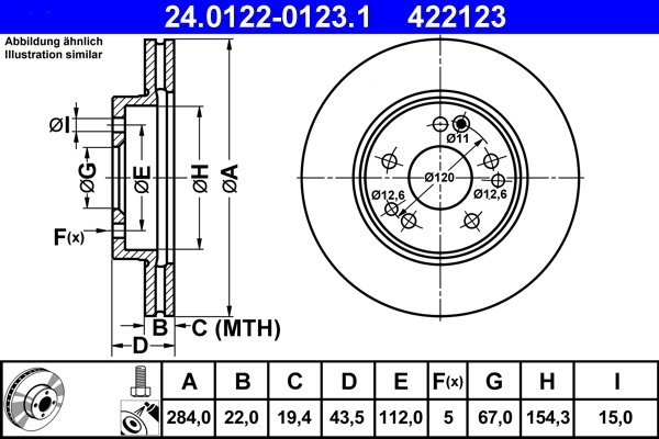 Disc frana ATE 24.0122-0123.1