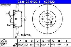 DISC FRANA ATE 24.0122-0122.1 - Compatibil cu BMW