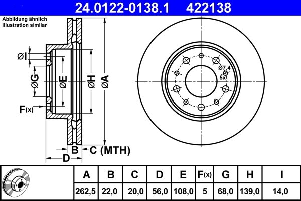 DISC FRANA ATE 24.0122-0138.1 - Compatibil cu VOLVO