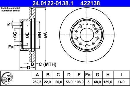 DISC FRANA ATE 24.0122-0138.1 - Compatibil cu VOLVO