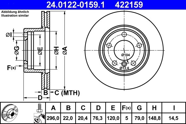 DISC FRANA ATE 24.0122-0159.1 - Compatibil cu BMW