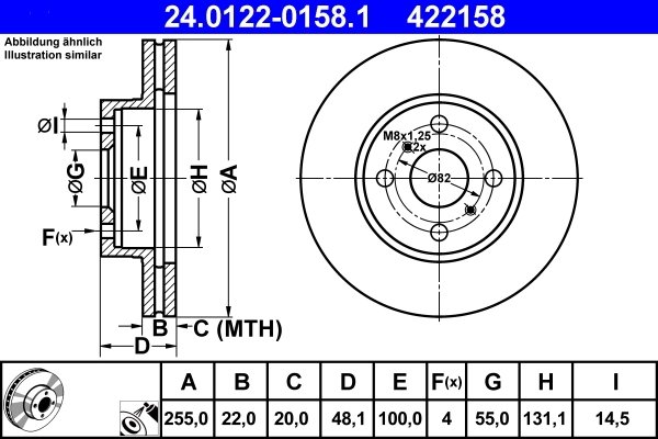 DISC FRANA ATE 24.0122-0158.1 - Compatibil cu TOYOTA