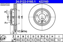 DISC FRANA ATE 24.0122-0160.1 - Compatibil cu BMW