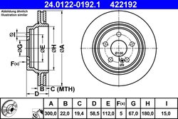 DISC FRANA ATE 24.0122-0192.1 - Compatibil cu MERCEDES-BENZ