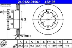 DISC FRANA ATE 24.0122-0196.1 - Compatibil cu MERCEDES-BENZ, VW