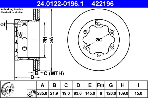 DISC FRANA ATE 24.0122-0196.1 - Compatibil cu MERCEDES-BENZ, VW