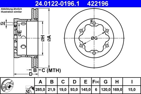 DISC FRANA ATE 24.0122-0196.1 - Compatibil cu MERCEDES-BENZ, VW