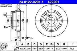 DISC FRANA ATE 24.0122-0201.1 - Compatibil cu MERCEDES-BENZ