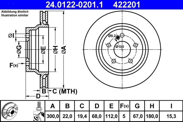 DISC FRANA ATE 24.0122-0201.1 - Compatibil cu MERCEDES-BENZ