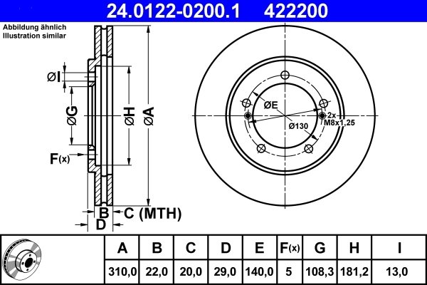 DISC FRANA ATE 24.0122-0200.1 - Compatibil cu SUZUKI