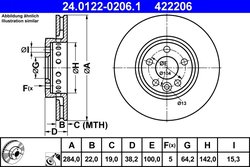 Disc frana ATE 24.0122-0206.1