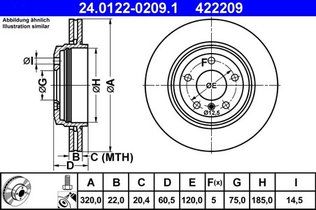 DISC FRANA ATE 24.0122-0209.1 - Compatibil cu BMW