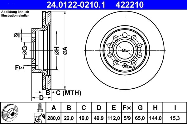 Disc frana ATE 24.0122-0210.1