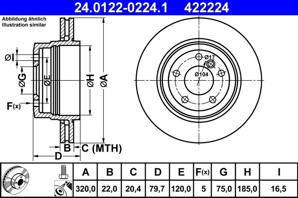 DISC FRANA ATE 24.0122-0224.1 - Compatibil cu BMW