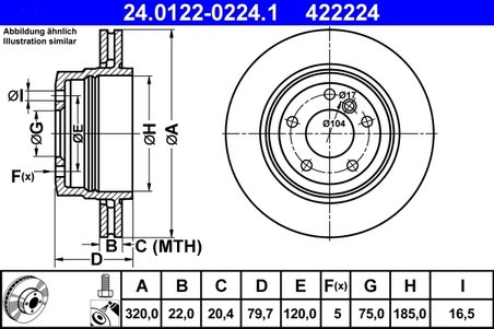 DISC FRANA ATE 24.0122-0224.1 - Compatibil cu BMW