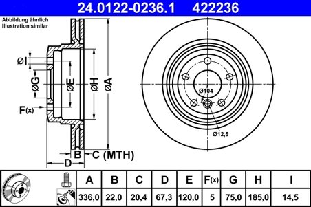 DISC FRANA ATE 24.0122-0236.1 - Compatibil cu BMW