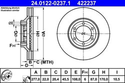 DISC FRANA ATE 24.0122-0237.1 - Compatibil cu HYUNDAI, MITSUBISHI