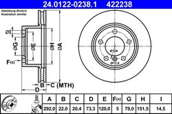 DISC FRANA ATE 24.0122-0238.1 - Compatibil cu BMW