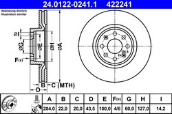 DISC FRANA ATE 24.0122-0241.1 - Compatibil cu FIAT, OPEL, VAUXHALL