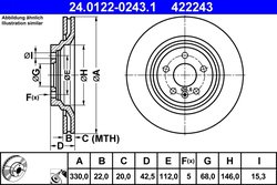 DISC FRANA ATE 24.0122-0243.1 - Compatibil cu AUDI