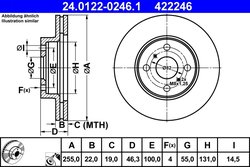 DISC FRANA ATE 24.0122-0246.1 - Compatibil cu TOYOTA