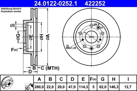 DISC FRANA ATE 24.0122-0252.1 - Compatibil cu FIAT, SUZUKI