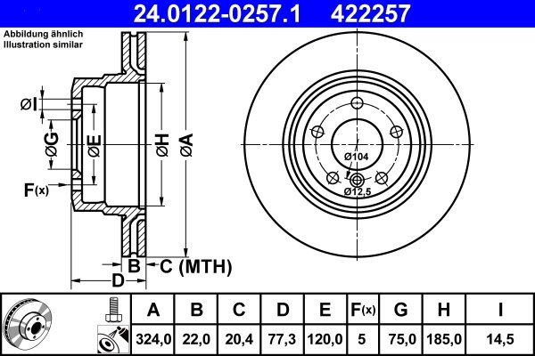 DISC FRANA ATE 24.0122-0257.1 - Compatibil cu BMW