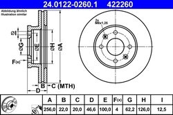 DISC FRANA ATE 24.0122-0260.1 - Compatibil cu HYUNDAI, KIA