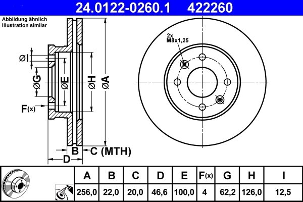 DISC FRANA ATE 24.0122-0260.1 - Compatibil cu HYUNDAI, KIA