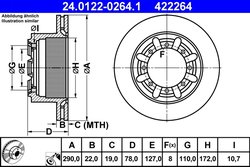 DISC FRANA ATE 24.0122-0264.1 - Compatibil cu NISSAN