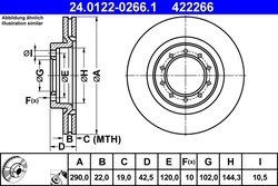 DISC FRANA ATE 24.0122-0266.1 - Compatibil cu RENAULT, RENAULT TRUCKS