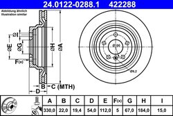DISC FRANA ATE 24.0122-0288.1 - Compatibil cu MERCEDES-BENZ