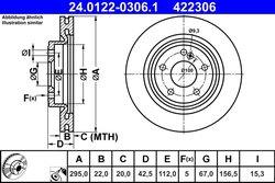 DISC FRANA ATE 24.0122-0306.1 - Compatibil cu MERCEDES-BENZ