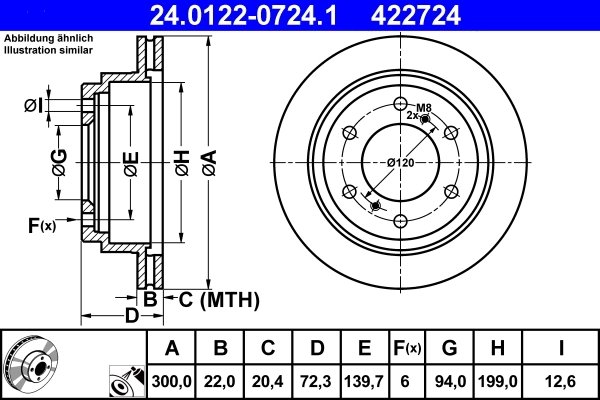 DISC FRANA ATE 24.0122-0724.1 - Compatibil cu MITSUBISHI